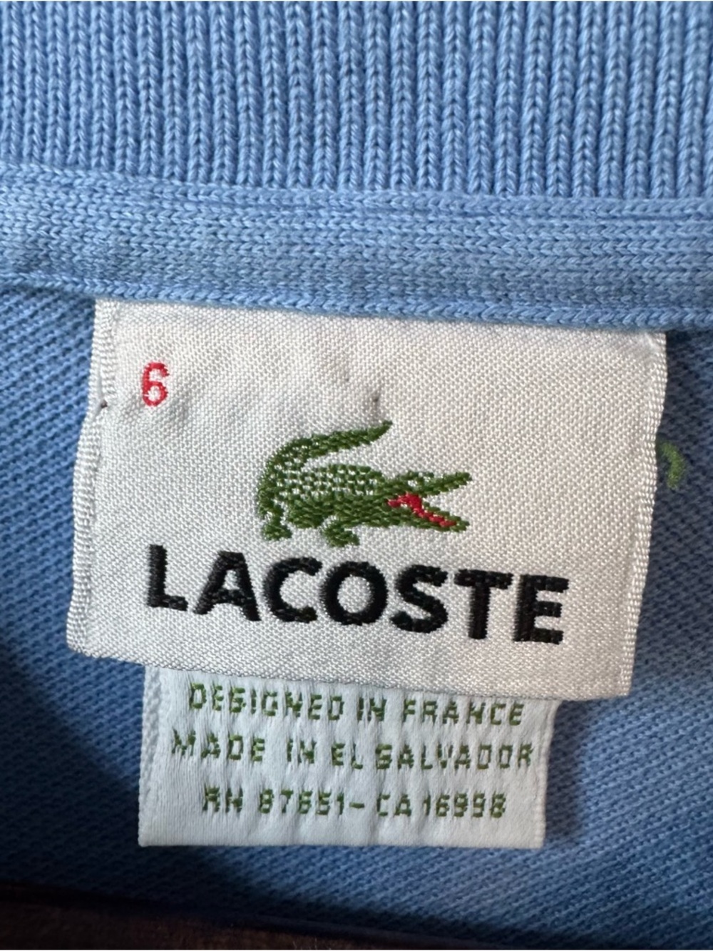Lacoste Classic Vintage 5191L Blue Cotton Pique Polo Shirt Men Size 6 (XL) - Picture 3 of 13